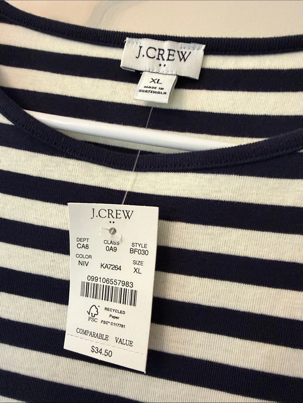 J. Crew Black & White Striped Sleeveless Tank Top